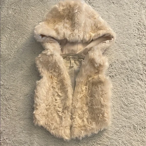 Jessica Simpson Faux Fur Hooded Vest SZ 2T - Picture 1 of 5